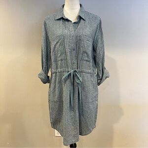Mittoshop Striped Blue Shirt Dress with Tie Waist size medium